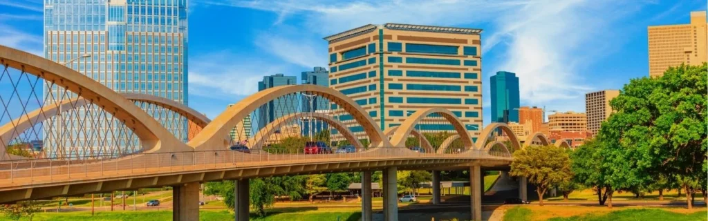 Fort Worth bridge and downtown skyline